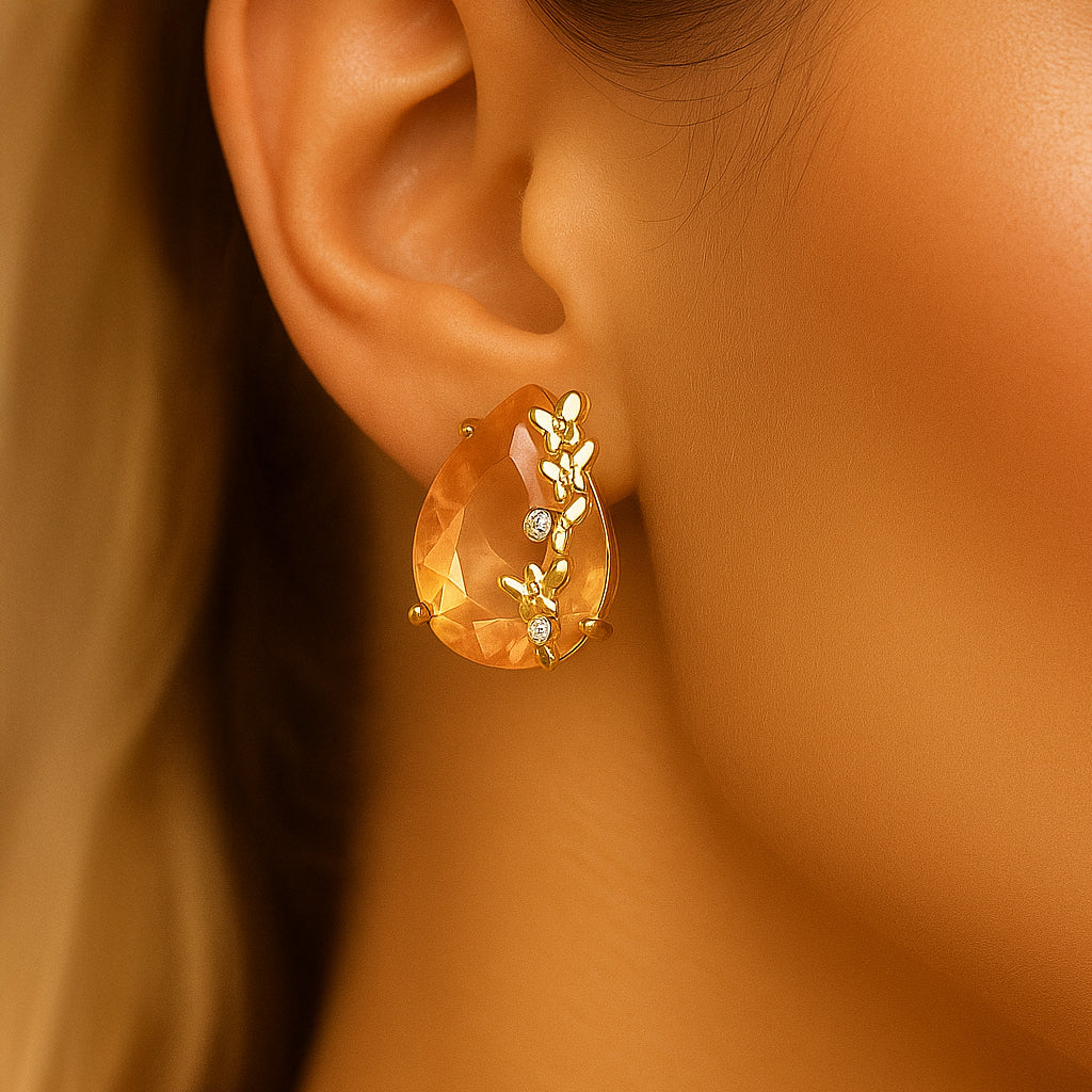 Peach Teardrop Studs