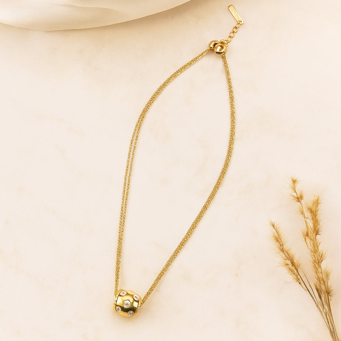 Studded Barrel - Layered Gold Pendant