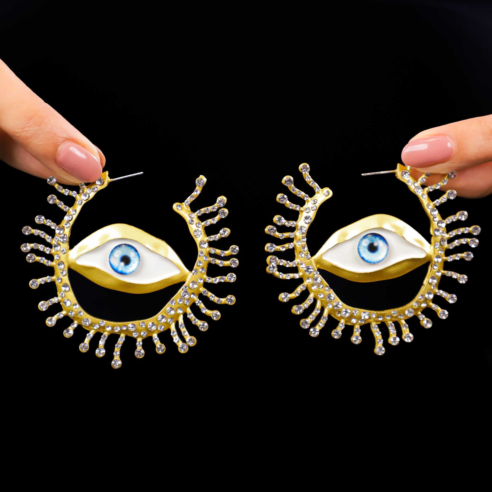 Evil Eye Golden Dangler Earrings