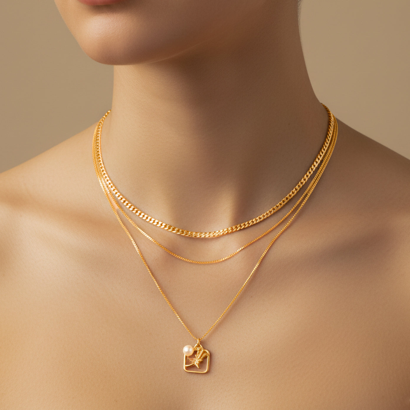 Pearly Rose - Layered Floral Pendant