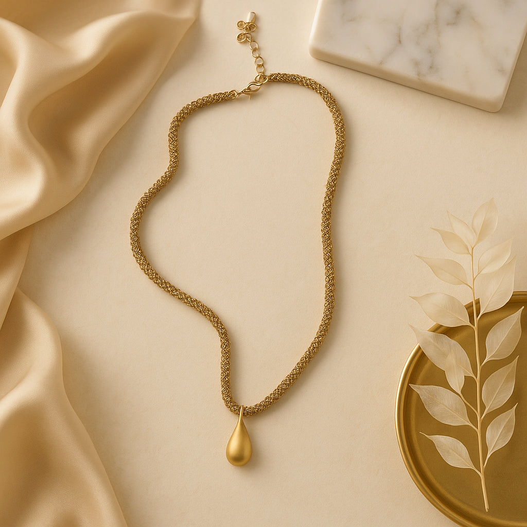 Drop of Gold - Flat Bead Necklace