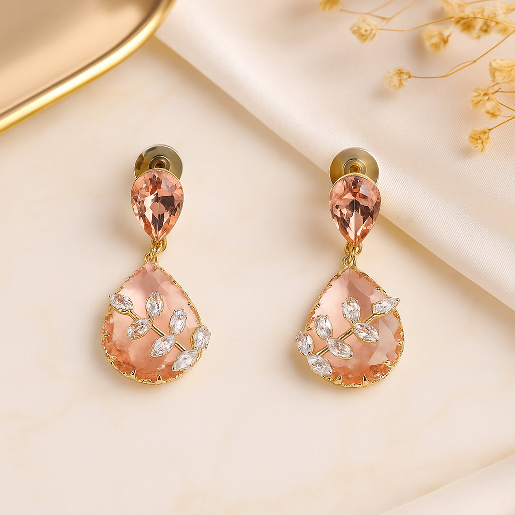Pink & Peach Stone Drop Earrings