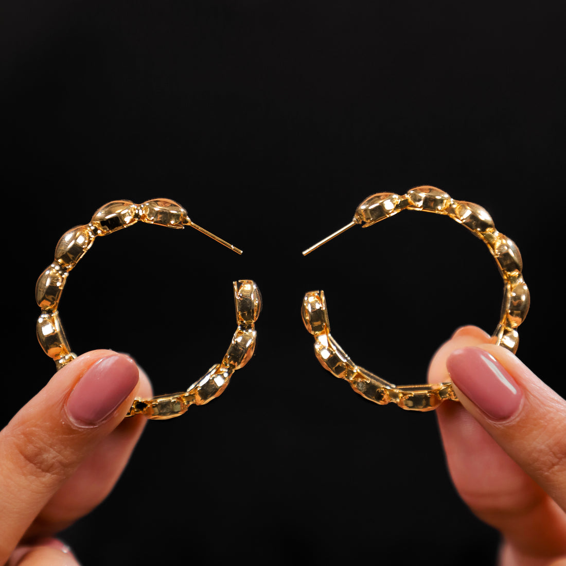 Rose Gold Circular Hoop Earrings