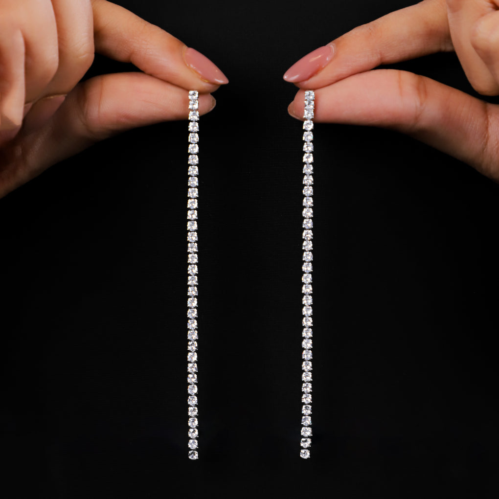 Long Silver Dangler Earrings