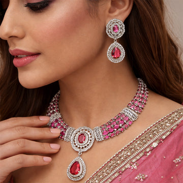 Blush Pink Bridal Teardrop Statement Set