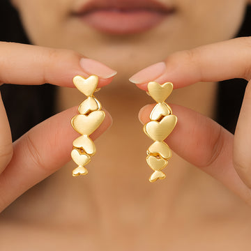 Butterfly Hearts - Gold Drop Earrings