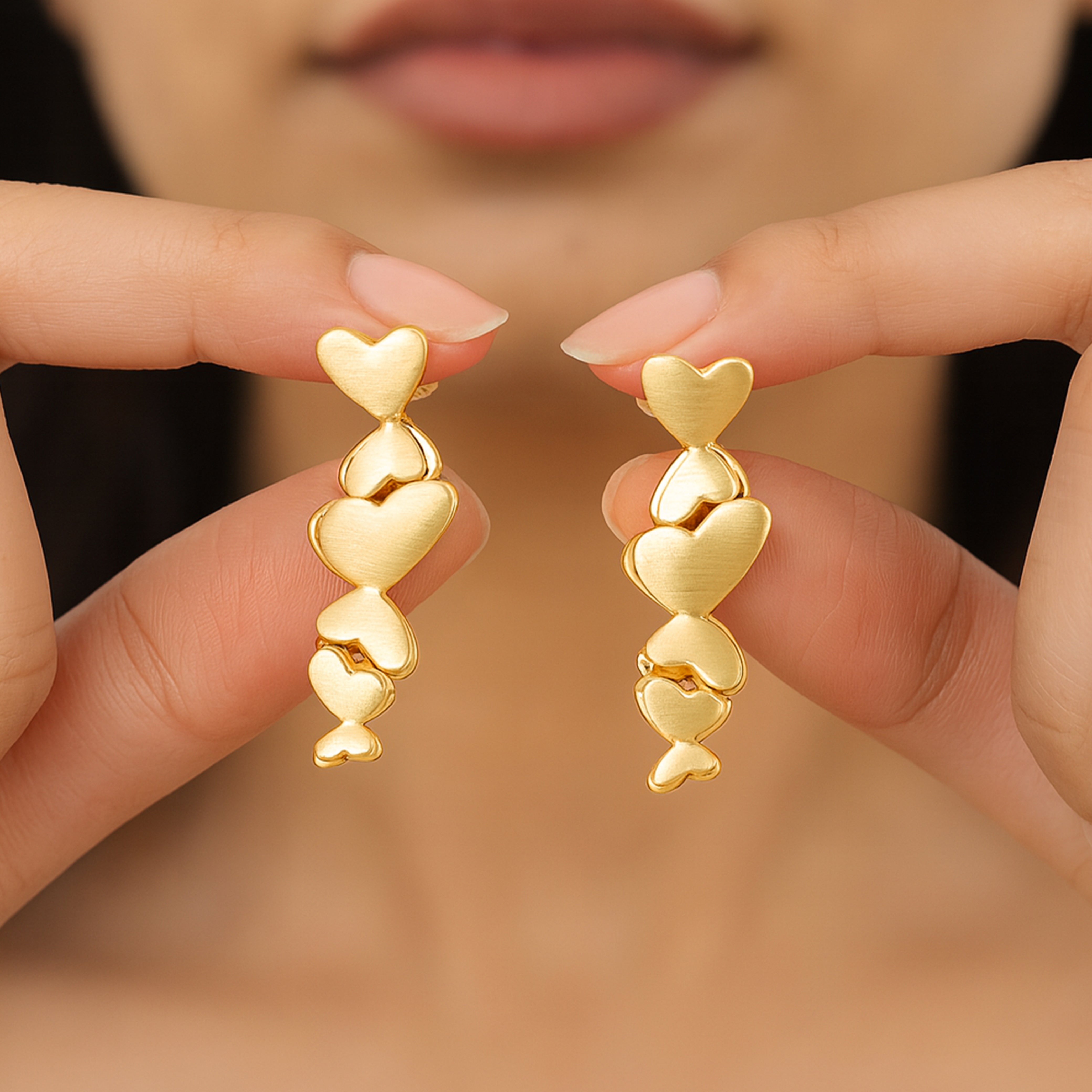 Butterfly Hearts - Gold Drop Earrings