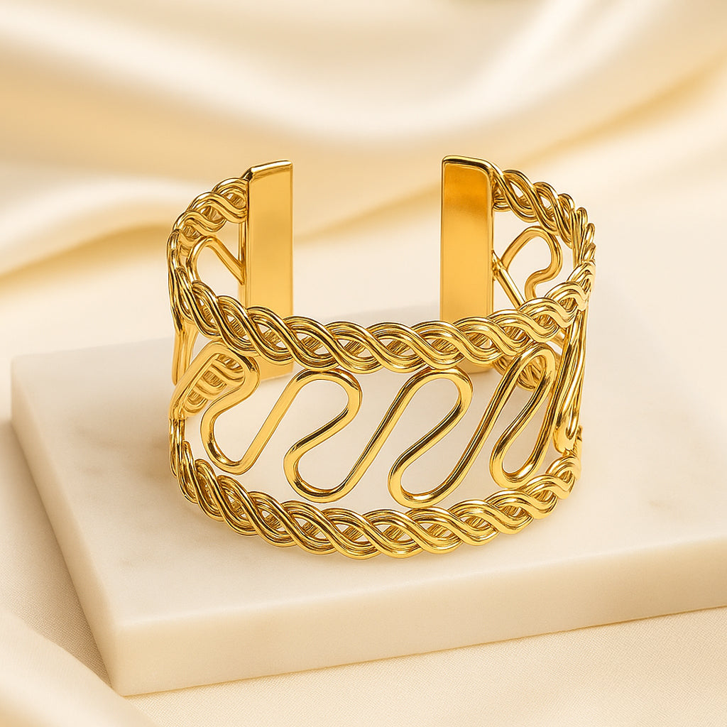 Golden Spiral Cuff Bracelet
