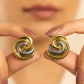 Gleaming Swirls Gold & Silver Studs