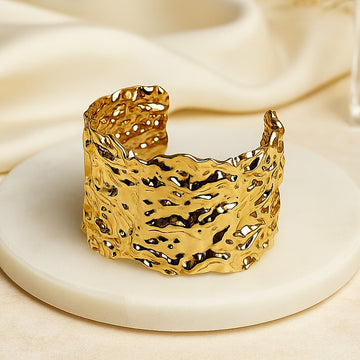 Golden Grooves Statement Cuff Bracelet