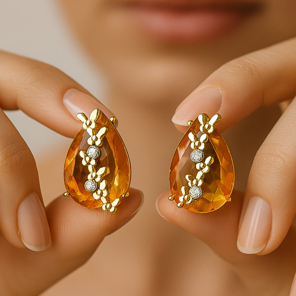 Peach Teardrop Studs