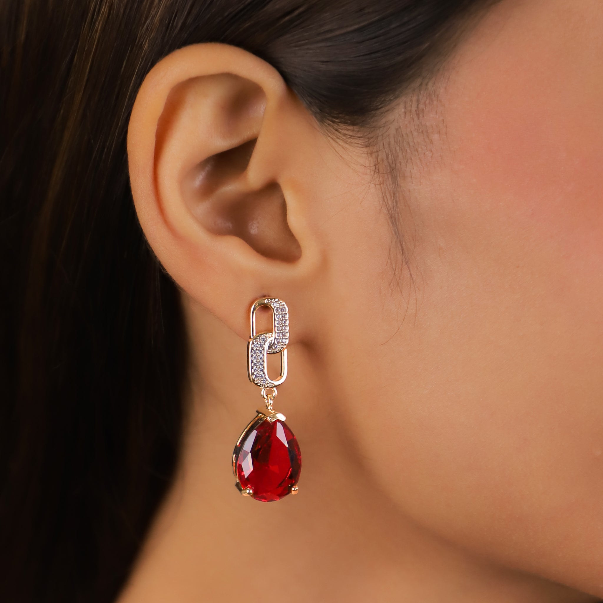 Red Crystalline Earrings