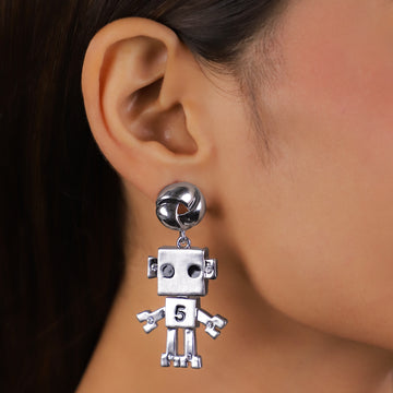 Silver Robot Earrings