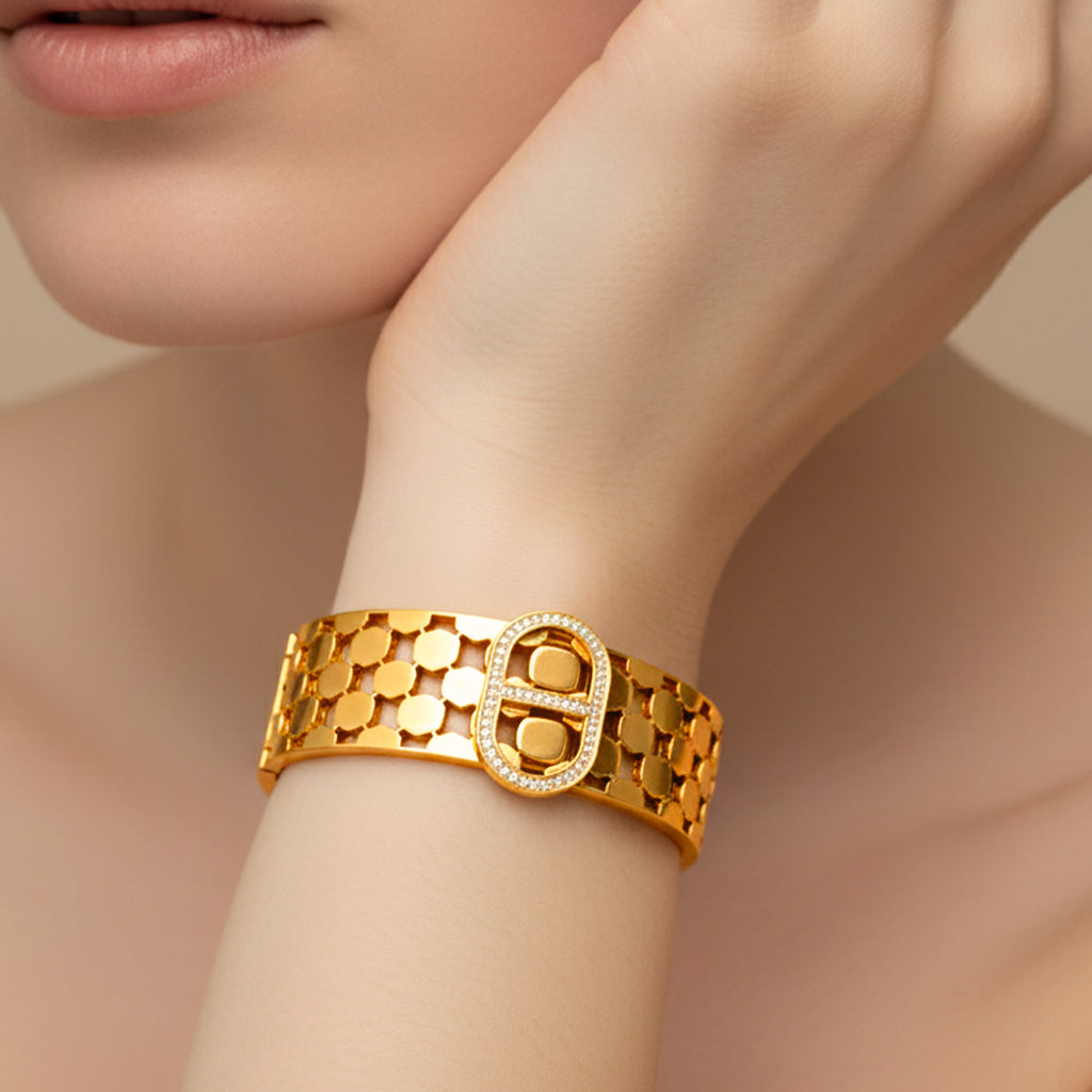 Gold Tone Hexagon Case Bracelets