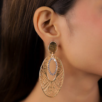 Golden Cutwork Statement Earrings