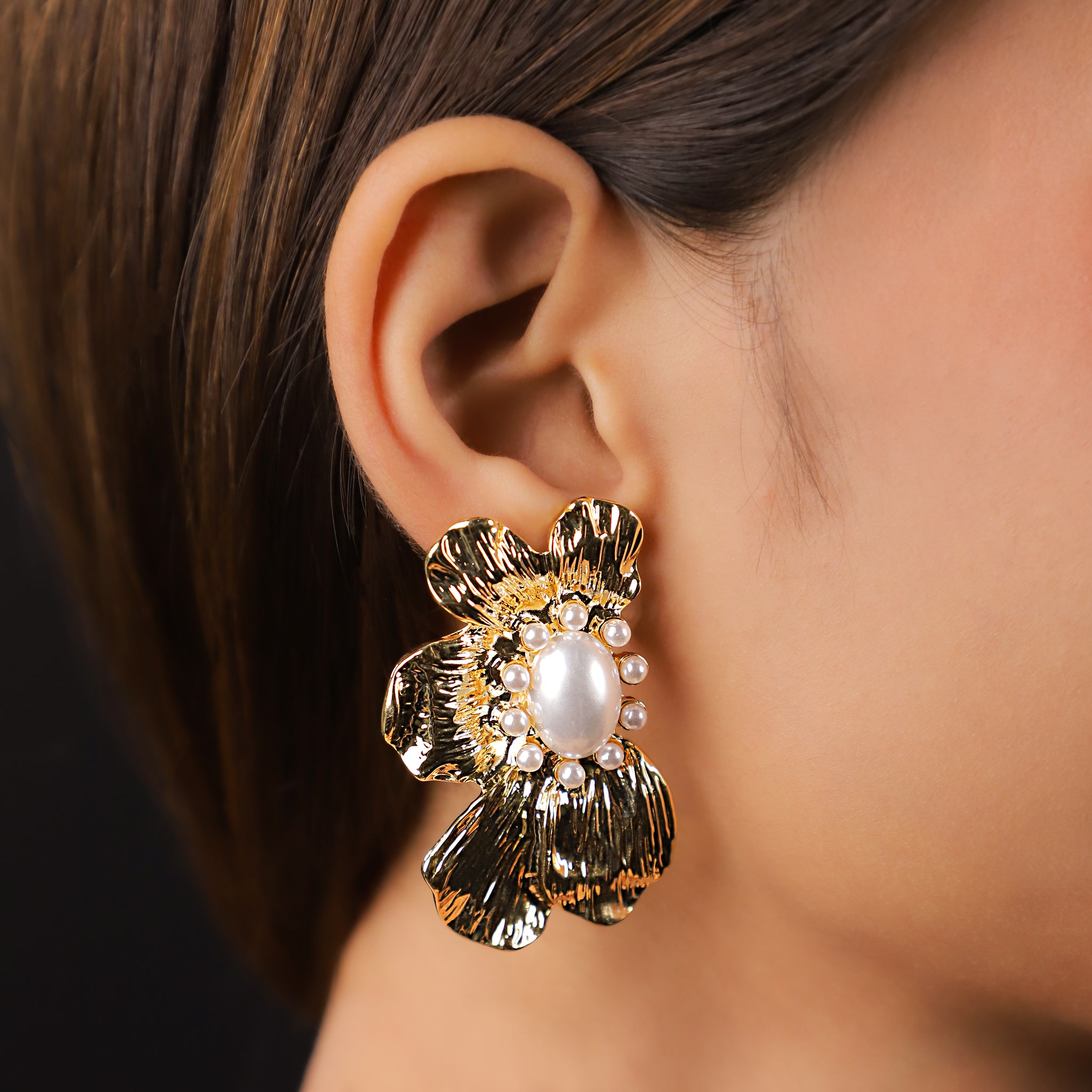 Blooming Gold - Statement Stud Earrings