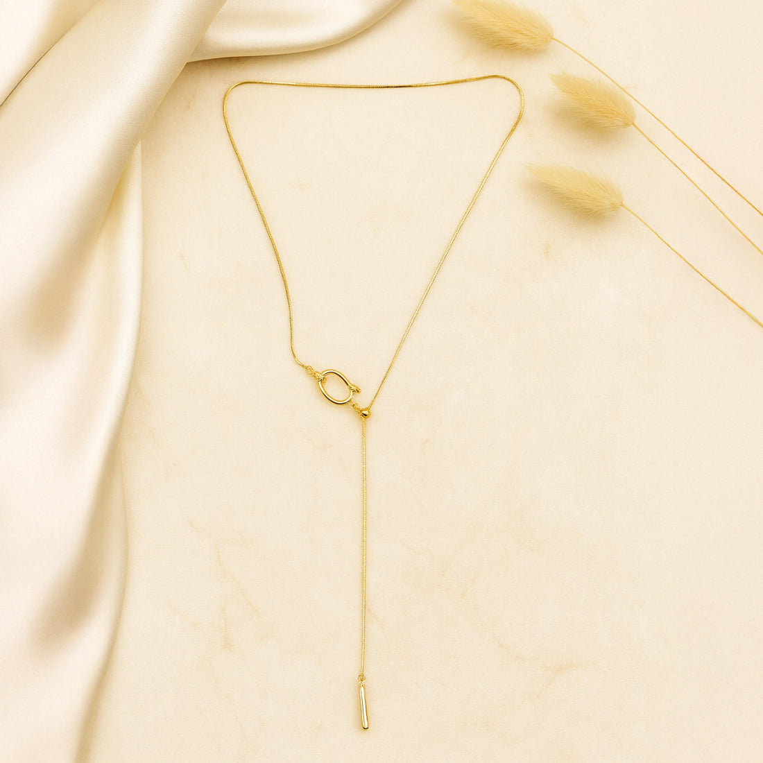 Radiant Halo - Gold Lariat Necklace