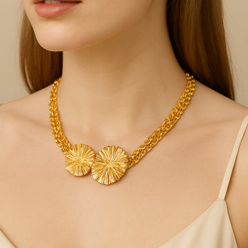 Flower Shower - Wide Gold Chain Necklace