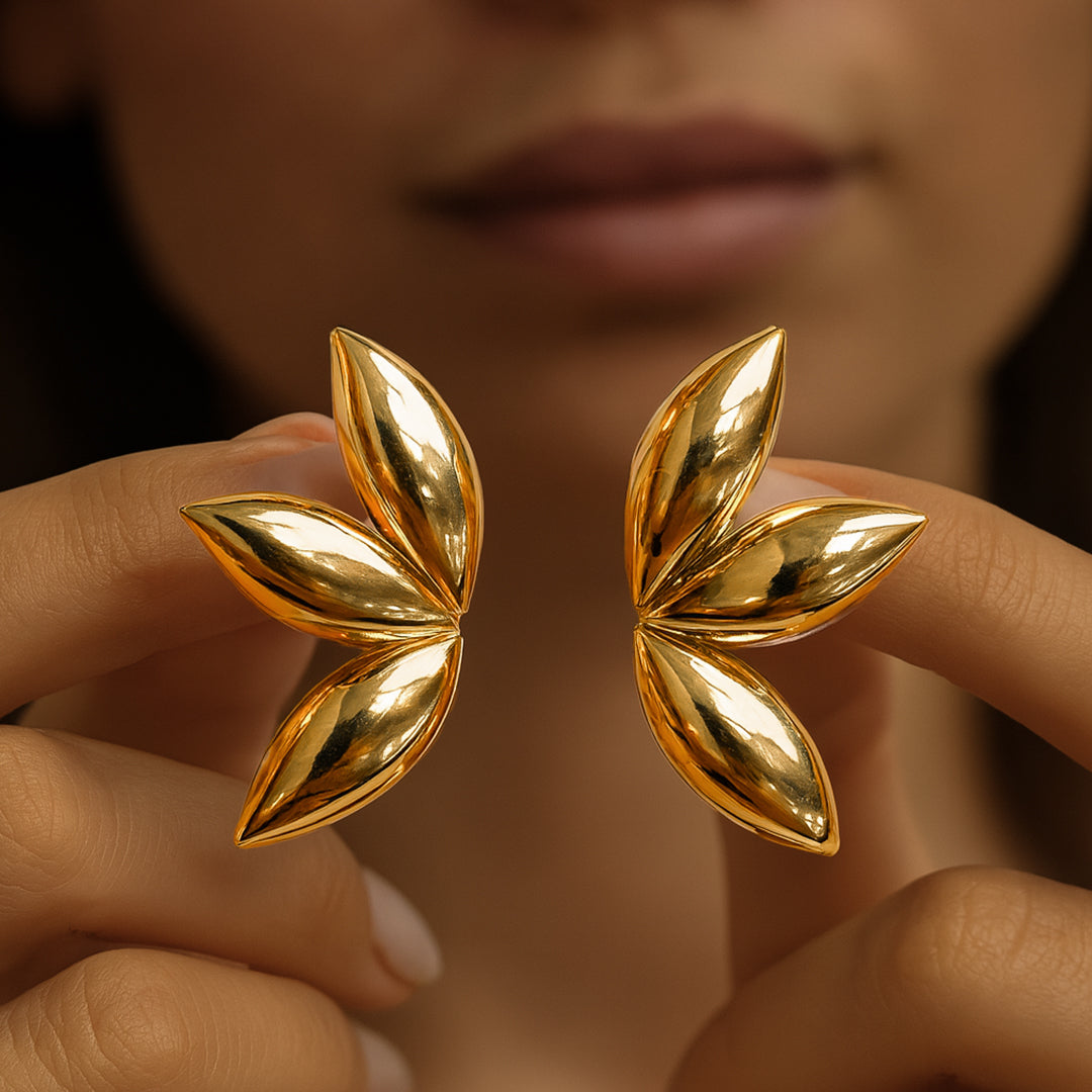 Gleaming Petals - Statement Drop Earrings