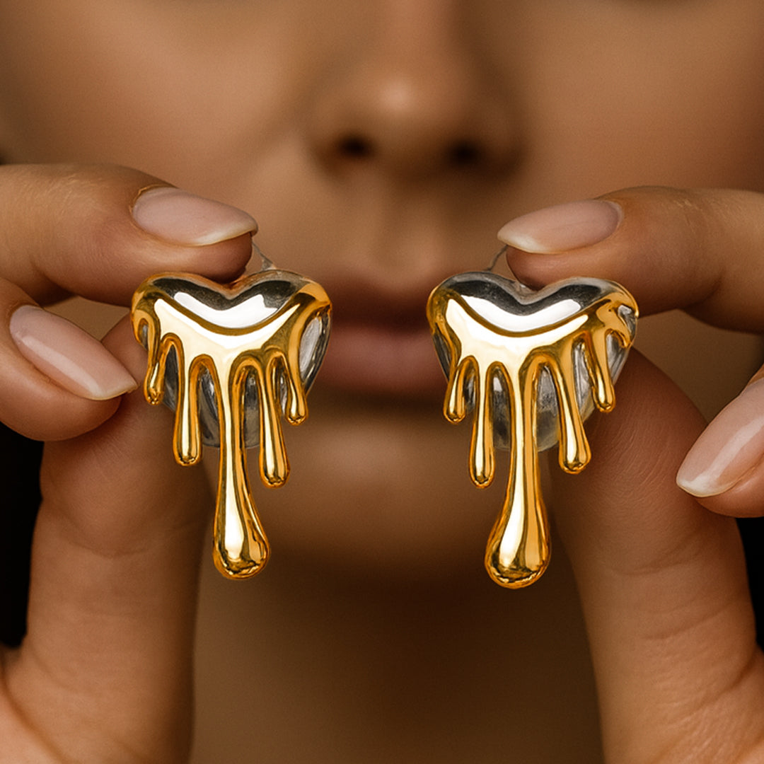 Melting Hearts - Statement Gold & Silver Studs
