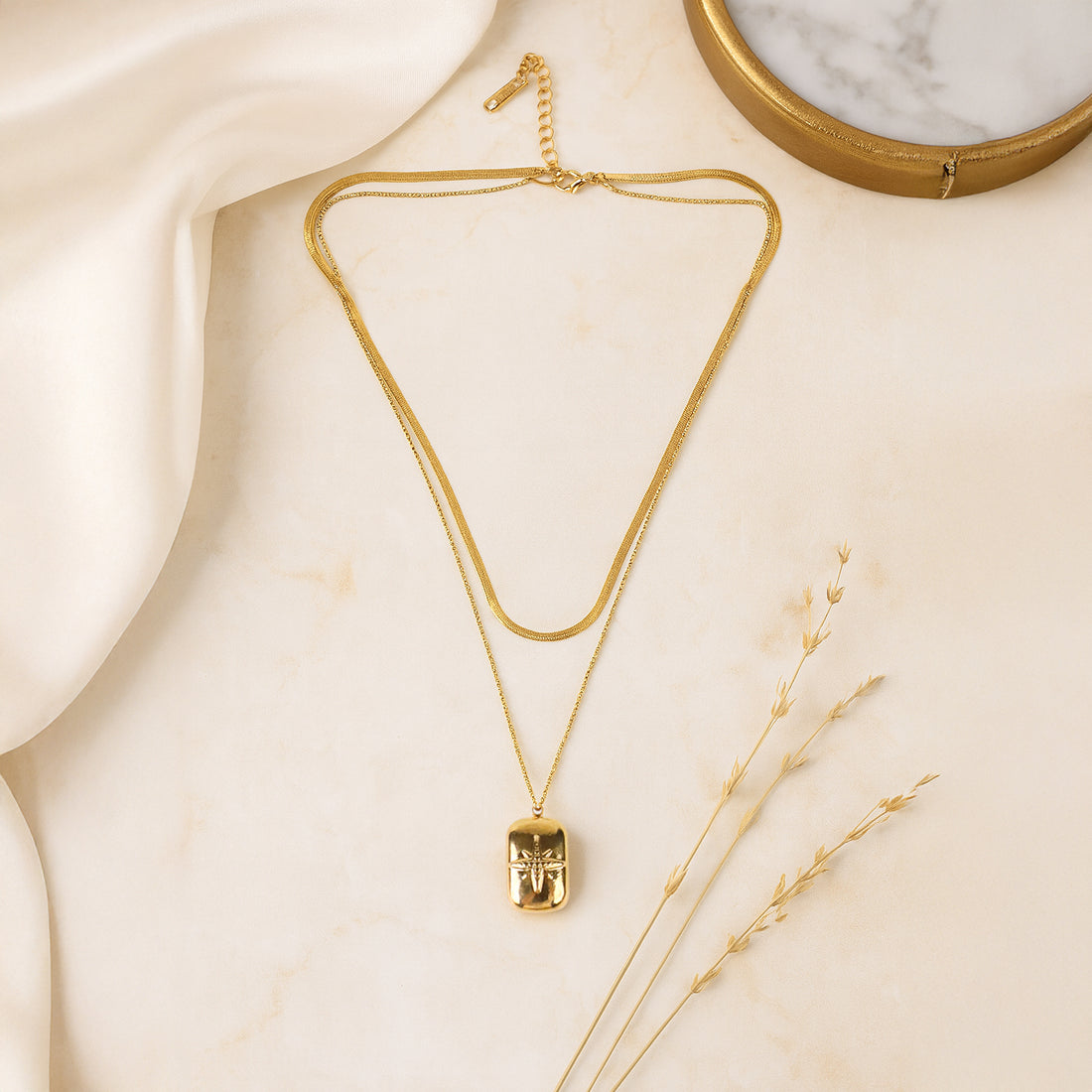 North Star - Studded Gold Layered Pendant