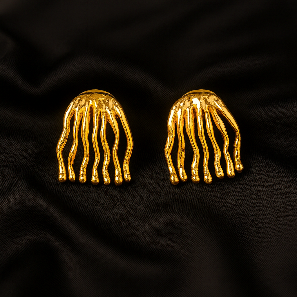 Hammered Golden Strings Earrings