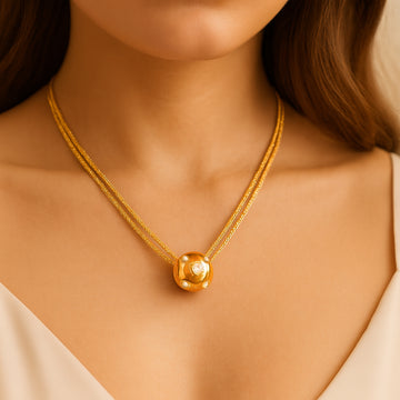 Studded Barrel - Layered Gold Pendant