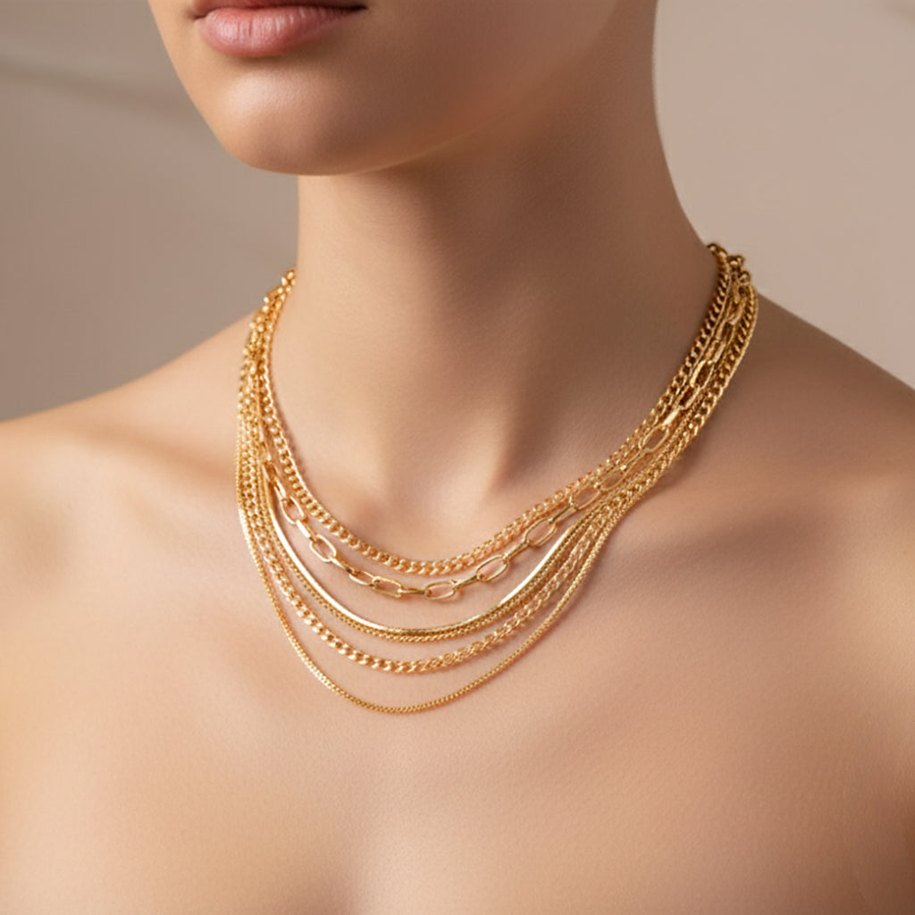 Multi Layered Gold Chain Necklaces