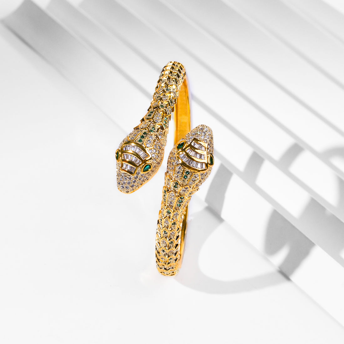 Double Headed Snake Charmer Gold Bracelets
