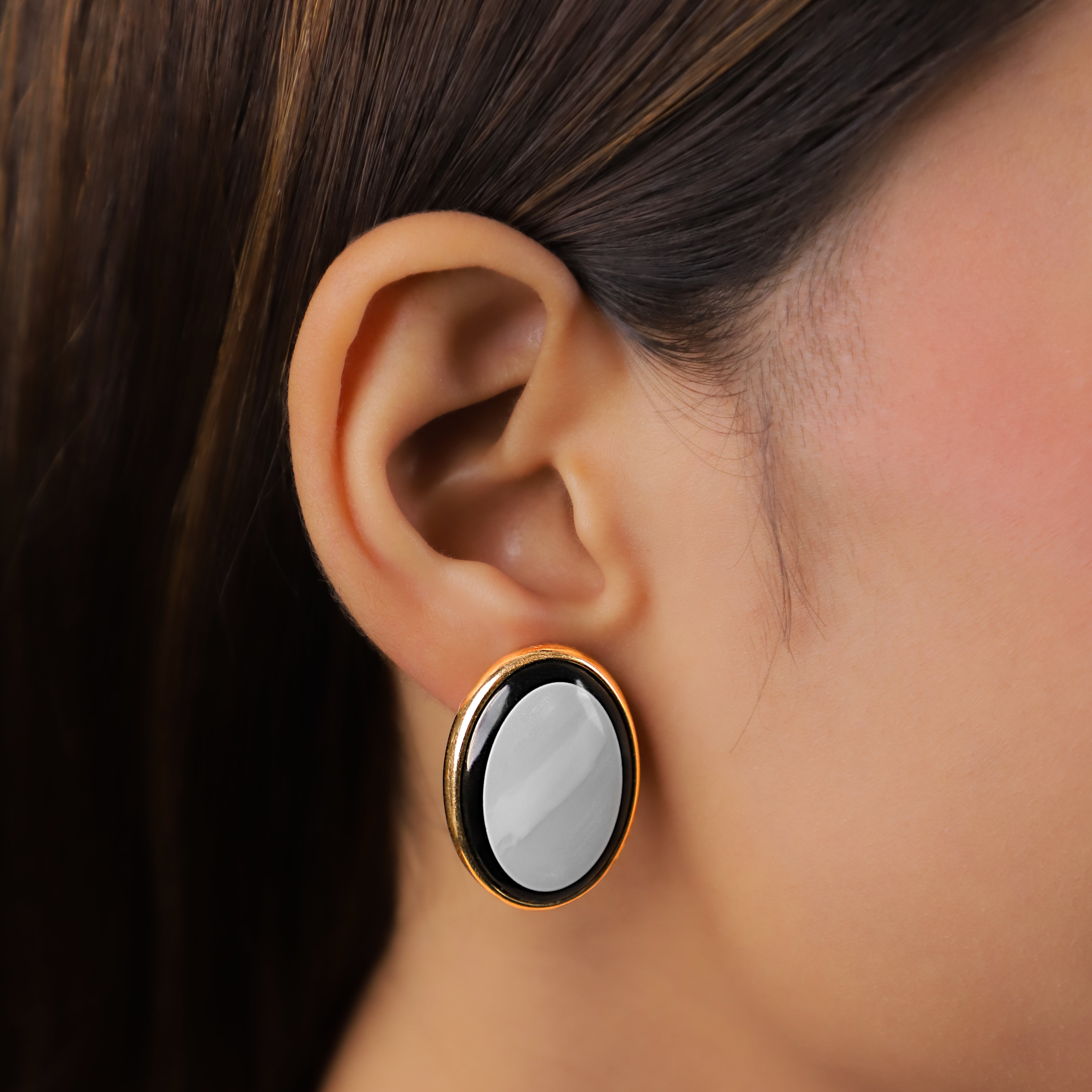 Oval Statement Stud Earrings