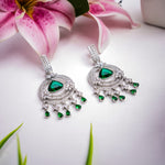 Load image into Gallery viewer, Elegance Green and White Gems Earrings