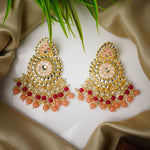 Load image into Gallery viewer, Indo Western Earring Gold &amp; Peach Plating