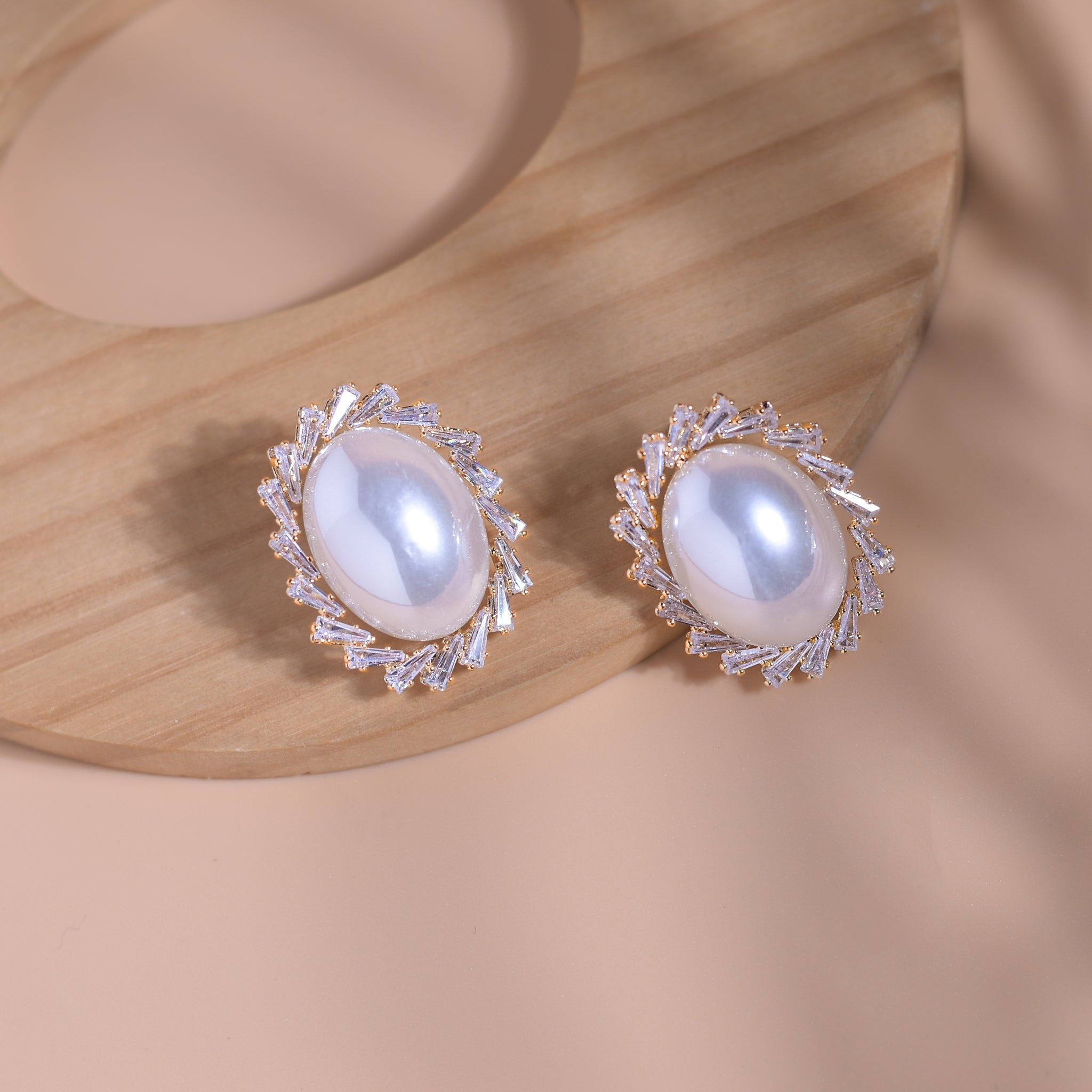 White Finish Sterling Silver Pearl Earrings