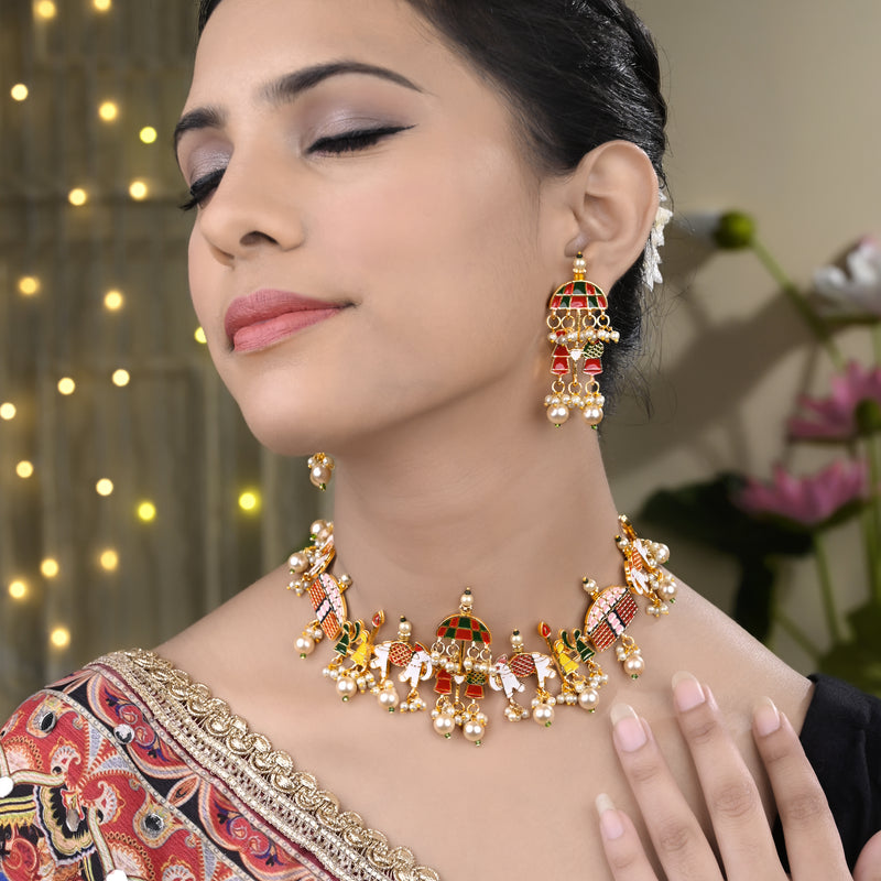 Traditional Meenakari Necklace Set
