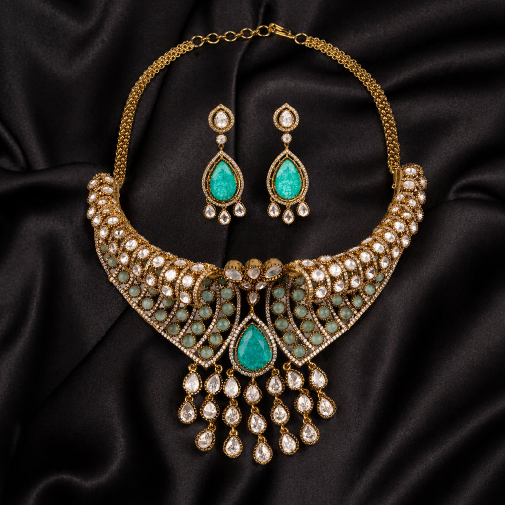 Emerald Maharani Necklace Set