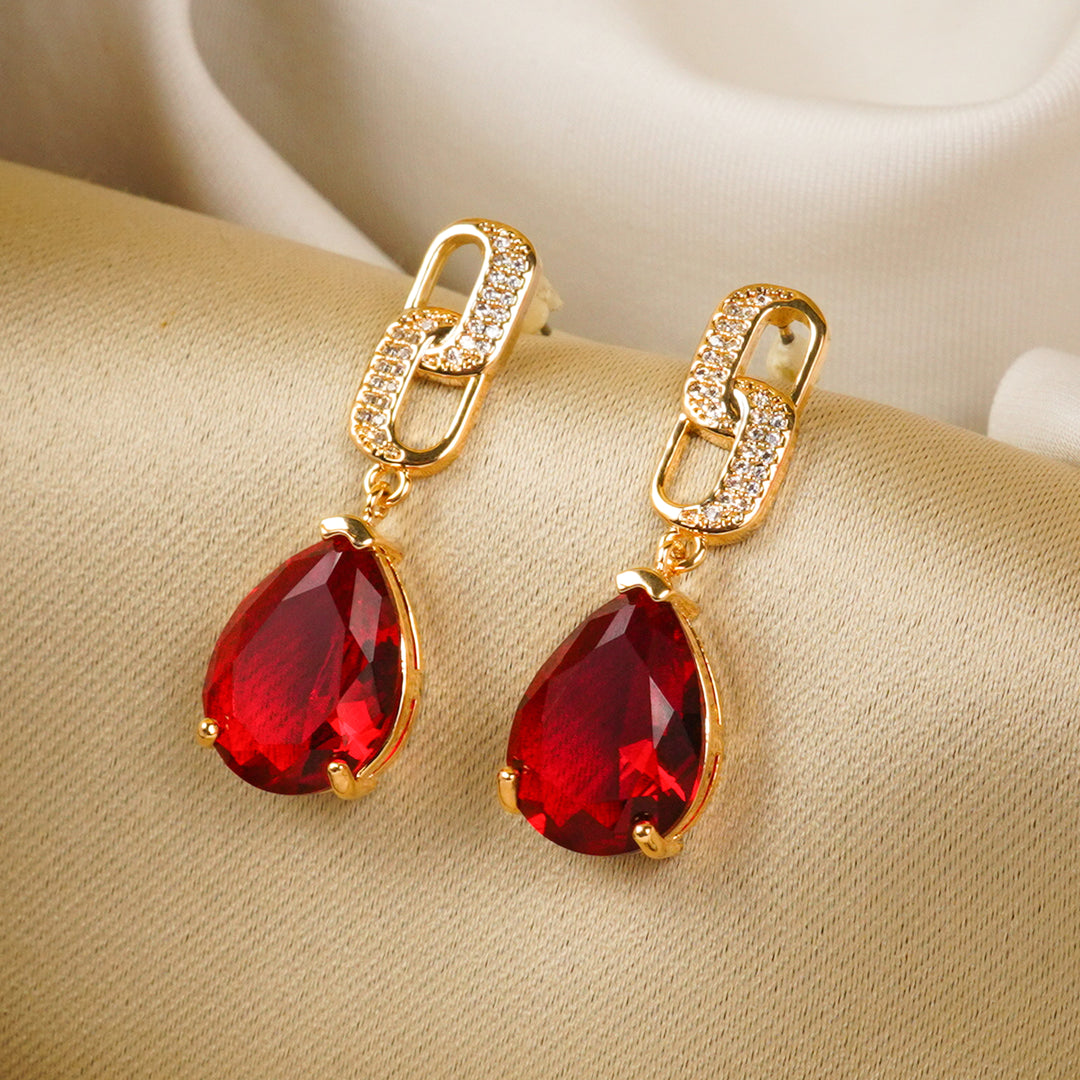 Red Crystalline Earrings