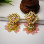 Load image into Gallery viewer, Kundan Floral Multicolour Jhumka Earrings