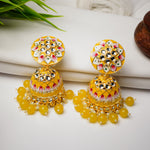 Load image into Gallery viewer, Yellow Gold Toned Traditional Jhumka Earrings