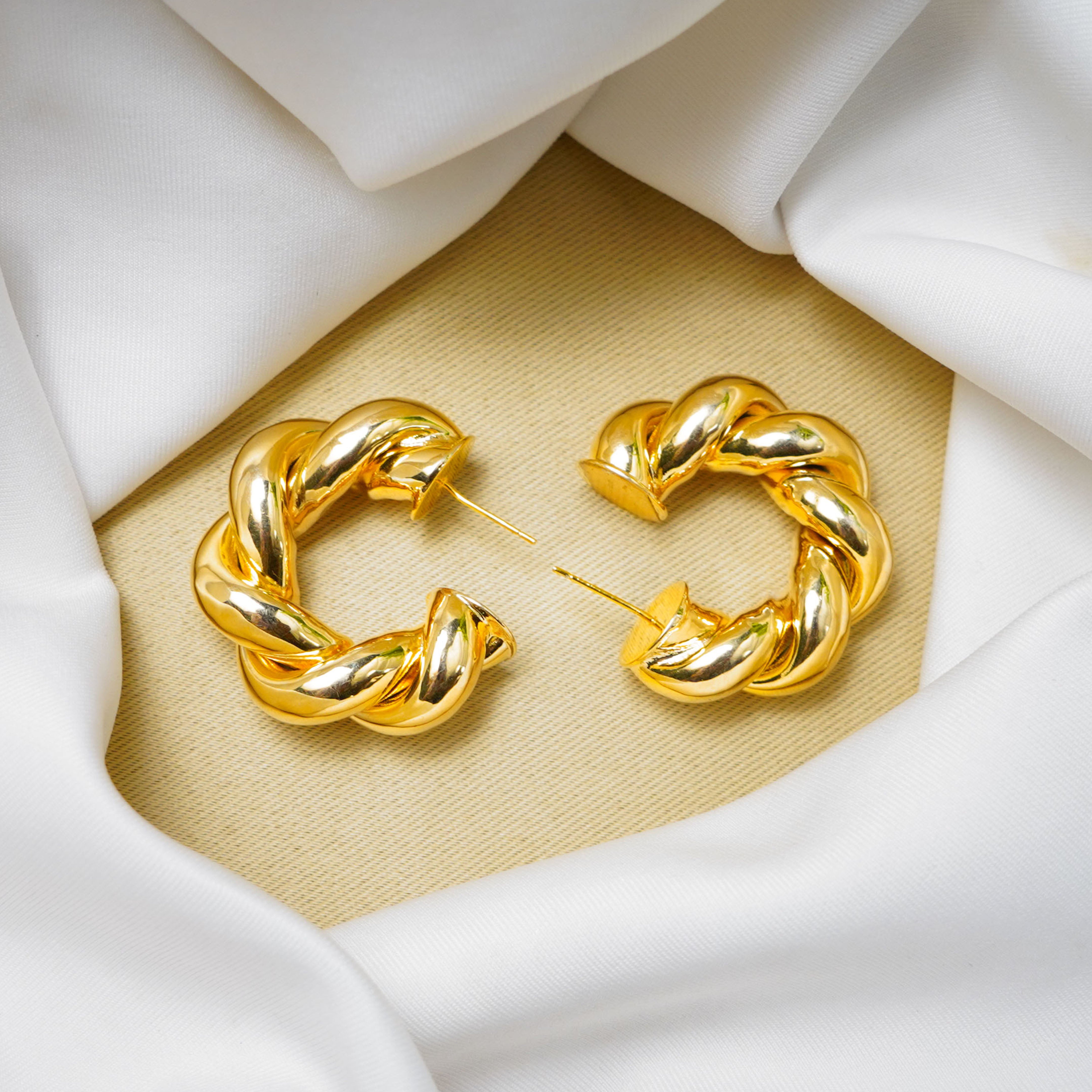Gold Twisted Hoop Earrings