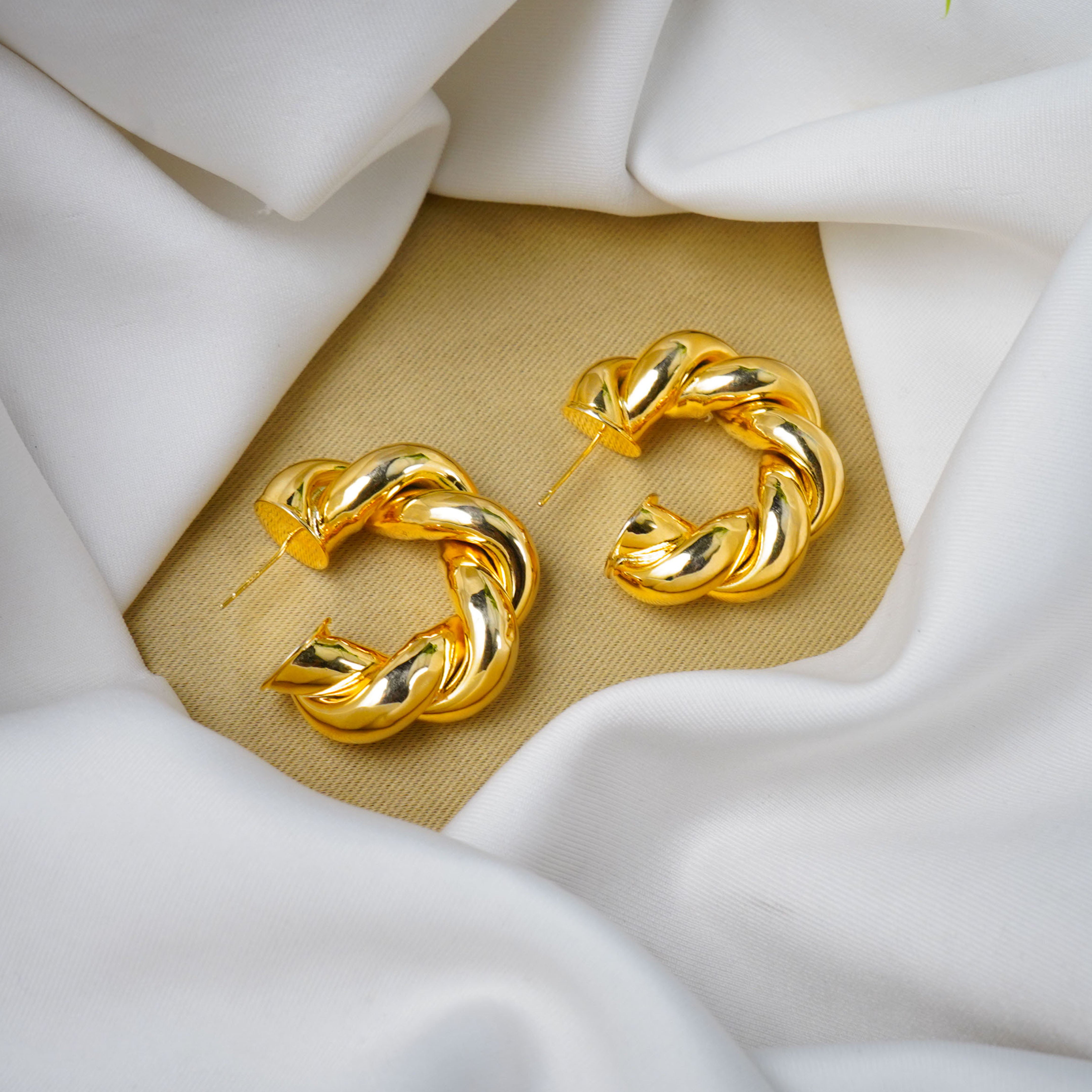 Gold Twisted Hoop Earrings