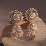 Load image into Gallery viewer, Peach Color Hand Crafted Meenakari Jhumka