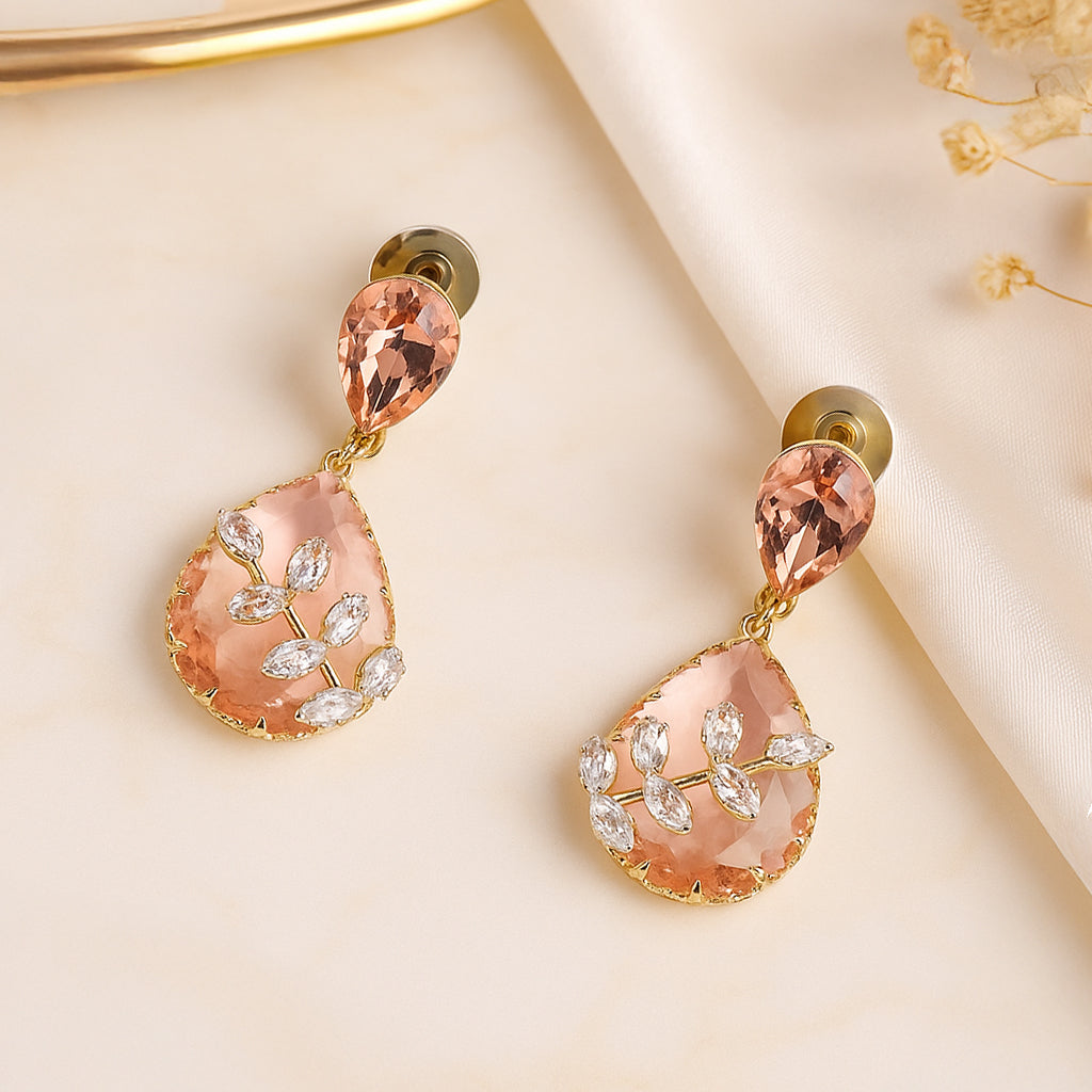 Pink & Peach Stone Drop Earrings