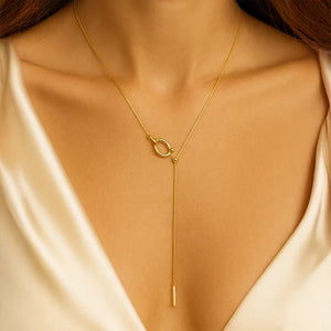 Radiant Halo- Gold Lariat Necklace