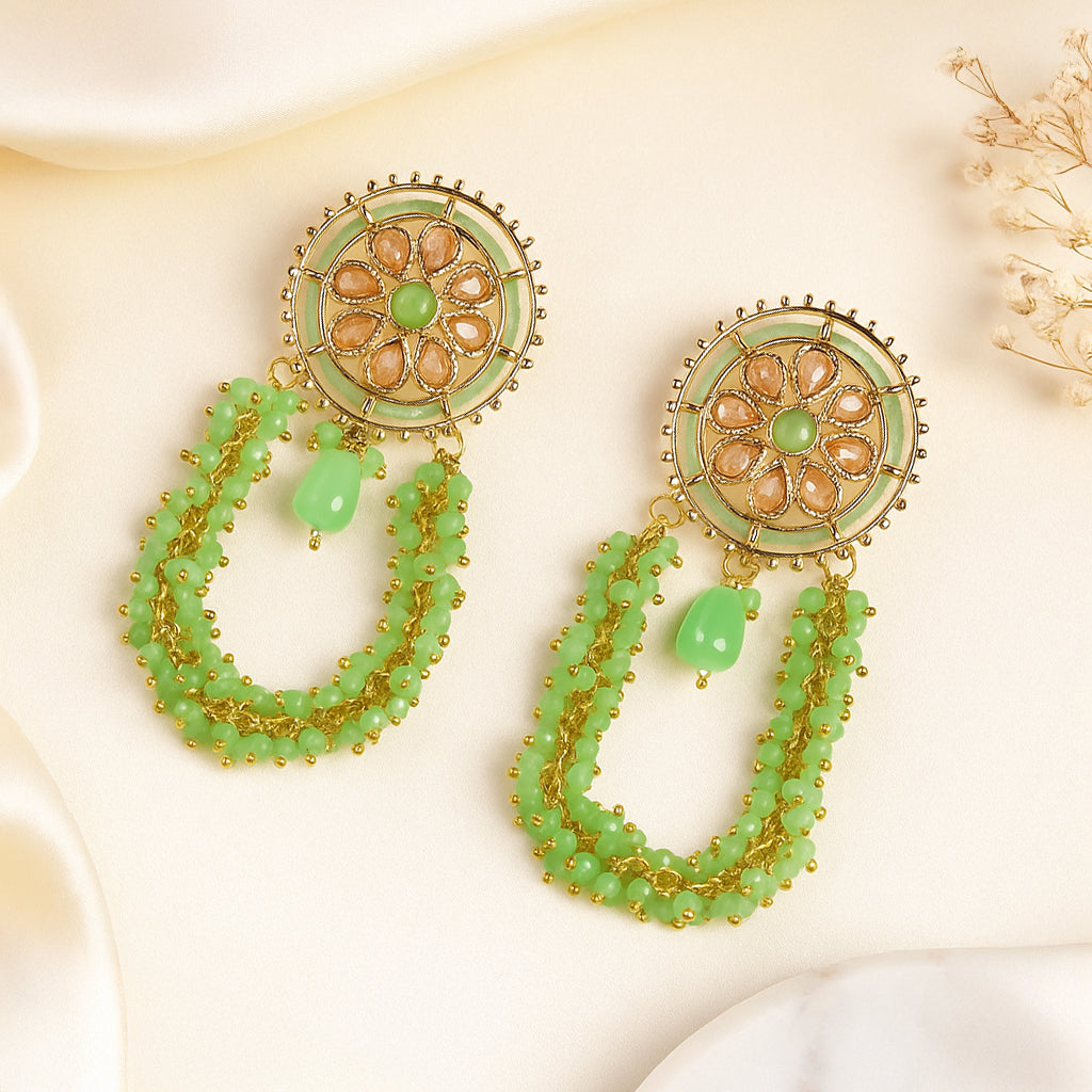 Pearls and Stones Embroidered Earrings