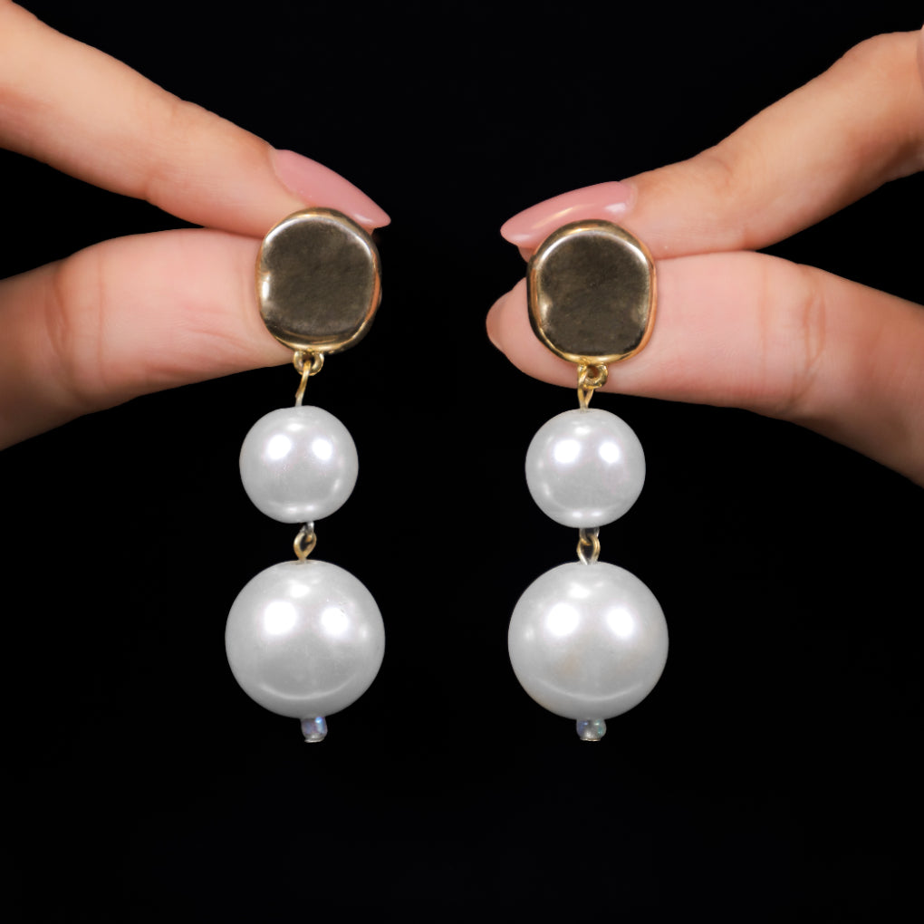 Silver Long Pearl Earrings