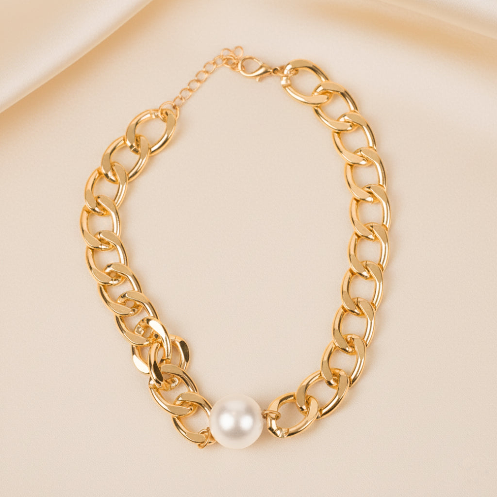 Gold Chain Pearl Chokar