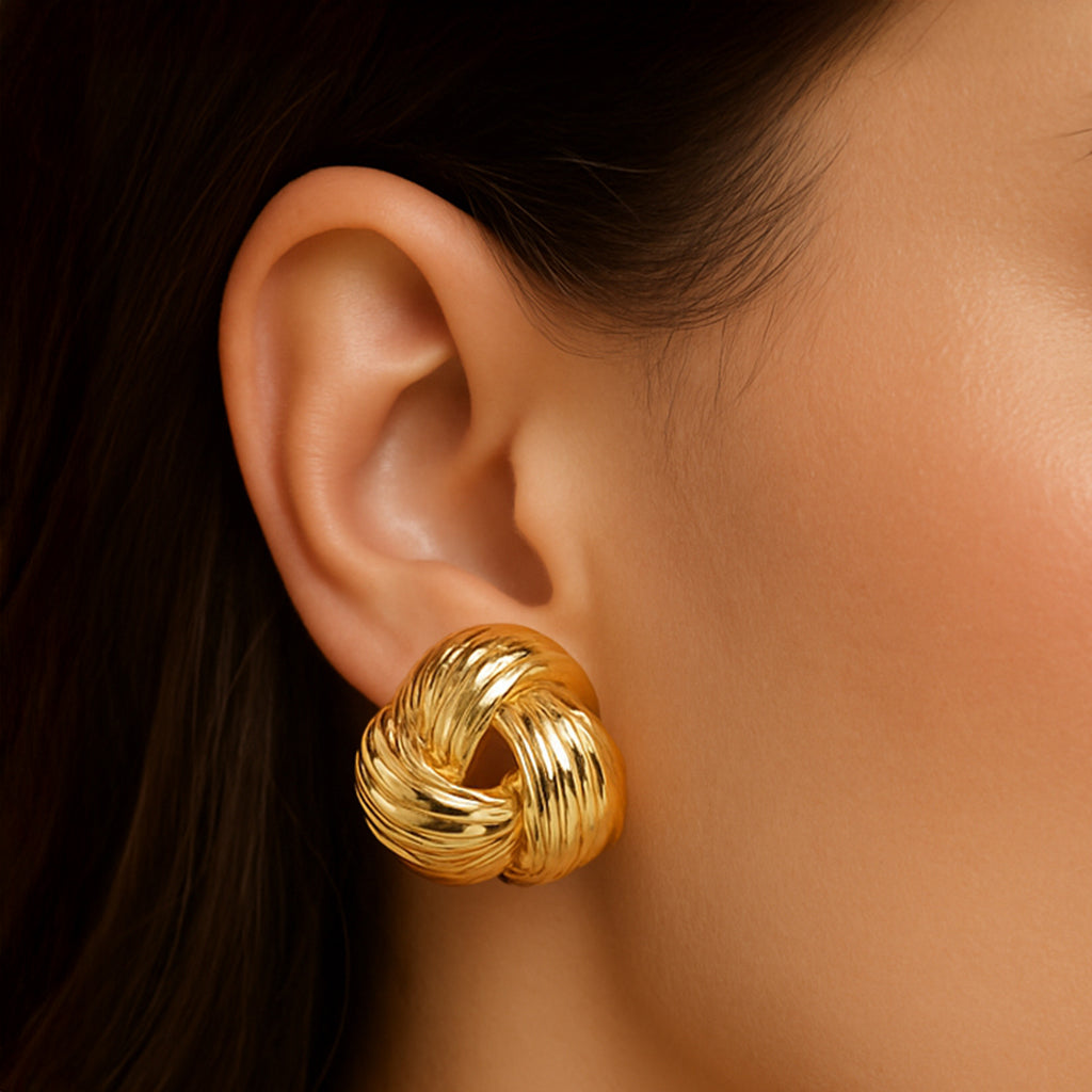 Golden Trinity - Statement Stud Earrings