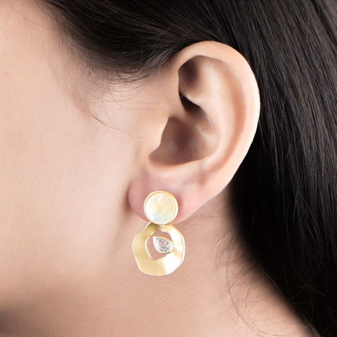 Mother of Pearl Earring With Gold Finish