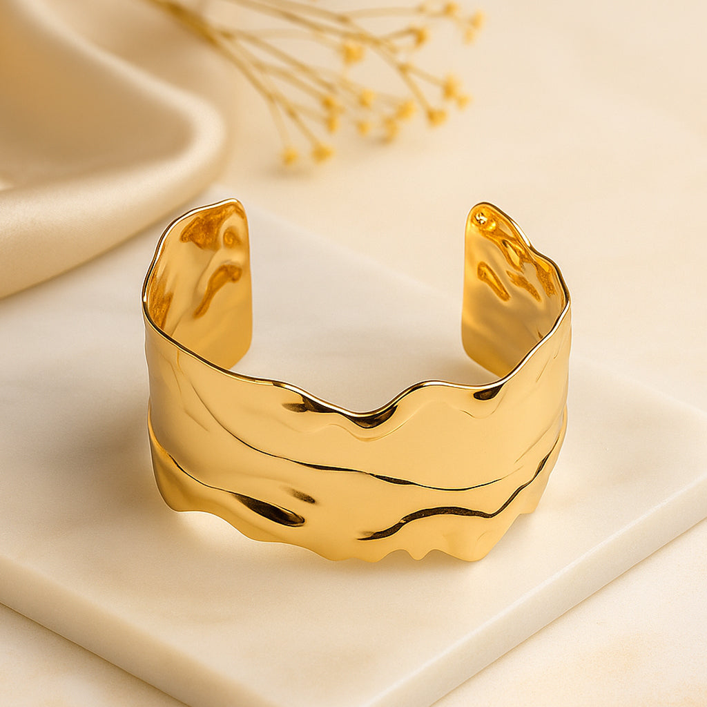 Golden Waves Statement Cuff Bracelet