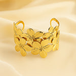 Load image into Gallery viewer, Floral Golden Statement Cuff Bracelet
